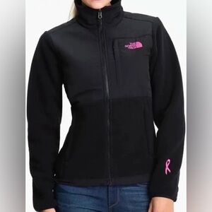 The North Face Black Fleece Jacket with Pink Breast Cancer Logo Size S